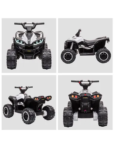 HOMCOM 12V Ride-On Quad Bike w/ Music, Horn, for Ages 3-5 Years - White