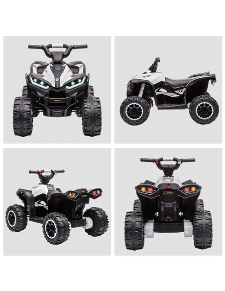 HOMCOM 12V Ride-On Quad Bike w/ Music, Horn, for Ages 3-5 Years - White