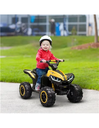 HOMCOM 12V Ride-On Quad Bike w/ Music, Horn, for Ages 3+ Years - Yellow