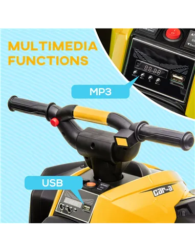 HOMCOM 12V Ride-On Quad Bike w/ Music, Horn, for Ages 3+ Years - Yellow