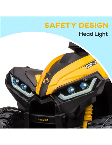 HOMCOM 12V Ride-On Quad Bike w/ Music, Horn, for Ages 3+ Years - Yellow