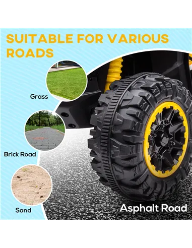 HOMCOM 12V Ride-On Quad Bike w/ Music, Horn, for Ages 3+ Years - Yellow