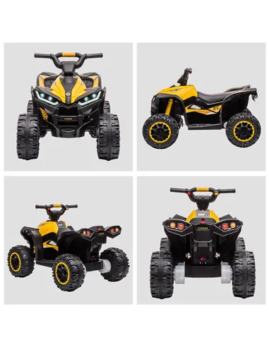 HOMCOM 12V Ride-On Quad Bike w/ Music, Horn, for Ages 3+ Years - Yellow