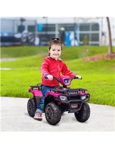 HOMCOM 12V Kids Quad Bike with Forward, Reverse Functions, Ride-On ATV w/ Music, LED, Headlights, for Ages 3-5 Years - Pink 2