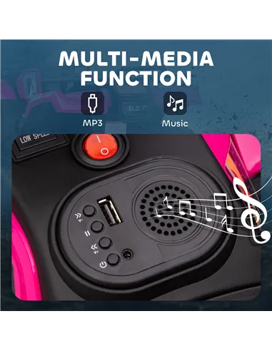 HOMCOM 12V Kids Quad Bike with Forward, Reverse Functions, Ride-On ATV w/ Music, LED, Headlights, for Ages 3-5 Years - Pink