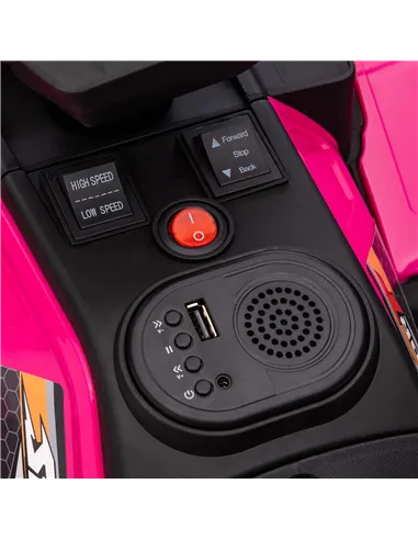 HOMCOM 12V Kids Quad Bike with Forward, Reverse Functions, Ride-On ATV w/ Music, LED, Headlights, for Ages 3-5 Years - Pink