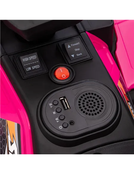 HOMCOM 12V Kids Quad Bike with Forward, Reverse Functions, Ride-On ATV w/ Music, LED, Headlights, for Ages 3-5 Years - Pink