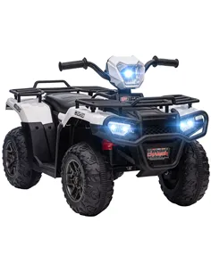 HOMCOM 12V Kids Quad Bike with Forward, Reverse Functions, Ride-On ATV w/ Music, LED, Headlights, for Ages 3-5 Years - White