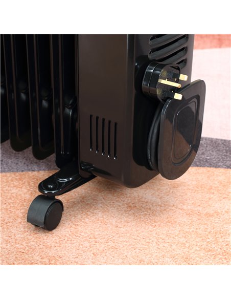 HOMCOM 2000W Digital Oil Filled Radiator, 9 Fin, Portable Electric Heater with LED Display, Timer, 3 Heat Settings, Safety Cut-O