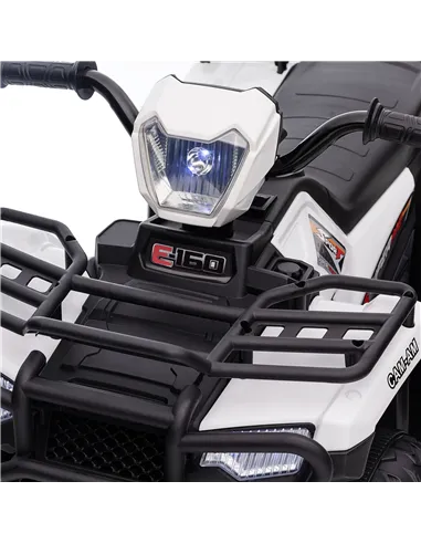 HOMCOM 12V Kids Quad Bike with Forward, Reverse Functions, Ride-On ATV w/ Music, LED, Headlights, for Ages 3-5 Years - White