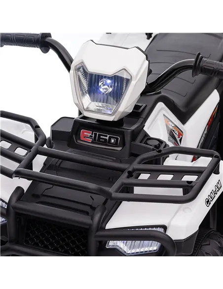 HOMCOM 12V Kids Quad Bike with Forward, Reverse Functions, Ride-On ATV w/ Music, LED, Headlights, for Ages 3-5 Years - White