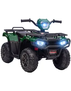 HOMCOM 12V Kids Quad Bike with Forward, Reverse Functions, Ride-On ATV w/ Music, LED, Headlights, for Ages 3-5 Years - Green