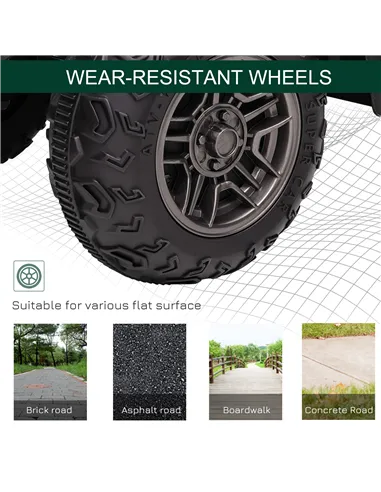 HOMCOM 12V Kids Quad Bike with Forward, Reverse Functions, Ride-On ATV w/ Music, LED, Headlights, for Ages 3-5 Years - Green