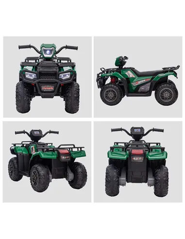 HOMCOM 12V Kids Quad Bike with Forward, Reverse Functions, Ride-On ATV w/ Music, LED, Headlights, for Ages 3-5 Years - Green