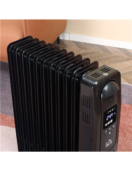 HOMCOM 2000W Digital Oil Filled Radiator, 9 Fin, Portable Electric Heater with LED Display, Timer, 3 Heat Settings, Safety Cut-O