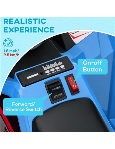 HOMCOM 6V Quad Bike with Back Trailer, Wear-Resistant Wheels, for Ages 18-36 Months, Blue