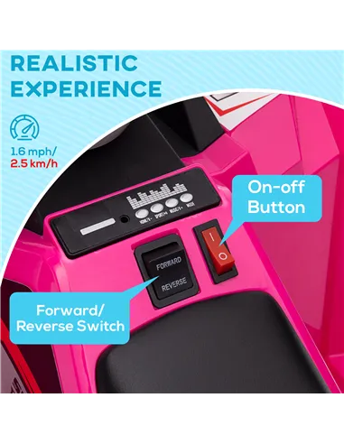 HOMCOM 6V Quad Bike with Back Trailer, Wear-Resistant Wheels, for Ages 18-36 Months, Pink