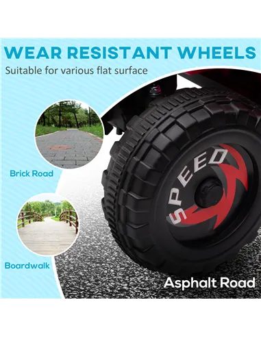 HOMCOM 6V Quad Bike with Back Trailer, Wear-Resistant Wheels, for Ages 18-36 Months, Pink