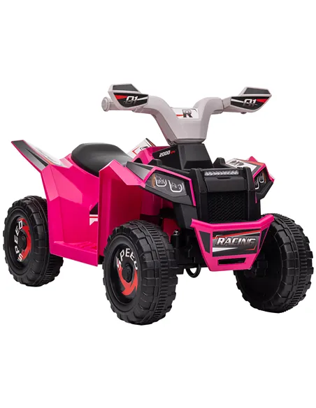 HOMCOM 6V Quad Bike with Wear-Resistant Wheels, Forward Backward Function, for Ages 18-36 Months, Pink