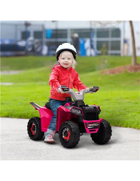 HOMCOM 6V Quad Bike with Wear-Resistant Wheels, Forward Backward Function, for Ages 18-36 Months, Pink