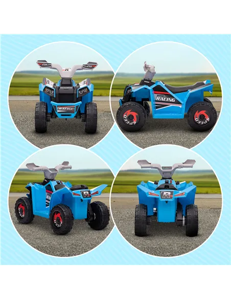 HOMCOM 6V Quad Bike with Wear-Resistant Wheels, Forward Backward Function, for Ages 18-36 Months, Blue