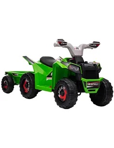HOMCOM 6V Quad Bike with Back Trailer, Wear-Resistant Wheels, for Ages 18-36 Months, Green