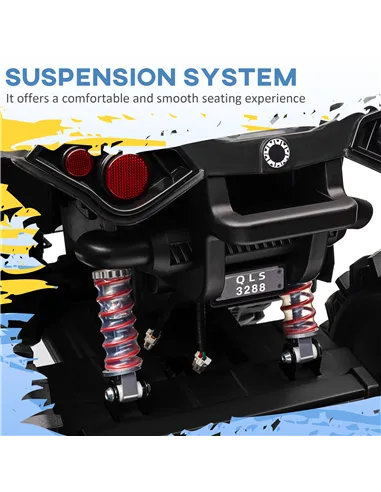 HOMCOM 12V Quad Bike ATV with LED Lights, Music, Backrest, Forward, Backward, Yellow