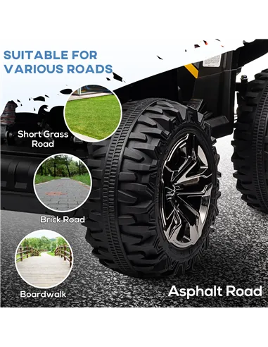 HOMCOM 12V Quad Bike ATV with LED Lights, Music, Backrest, Forward, Backward, Yellow