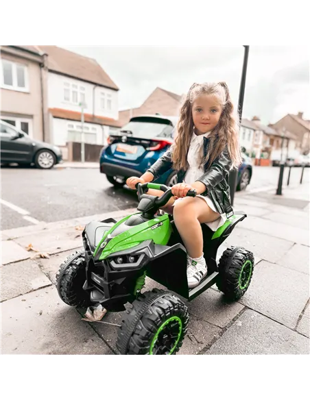 HOMCOM 12V Ride-On Quad Bike, with Music, Horn, LED Lights, for Ages 3-5 Years, Green