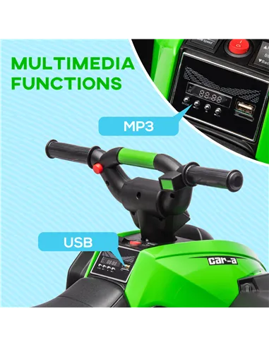 HOMCOM 12V Ride-On Quad Bike, with Music, Horn, LED Lights, for Ages 3-5 Years, Green