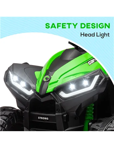 HOMCOM 12V Ride-On Quad Bike, with Music, Horn, LED Lights, for Ages 3-5 Years, Green