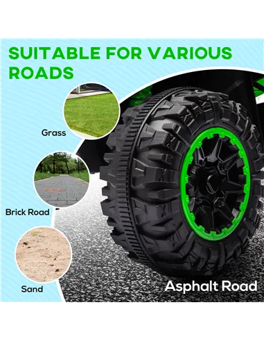 HOMCOM 12V Ride-On Quad Bike, with Music, Horn, LED Lights, for Ages 3-5 Years, Green