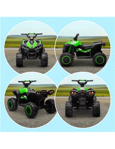 HOMCOM 12V Ride-On Quad Bike, with Music, Horn, LED Lights, for Ages 3-5 Years, Green
