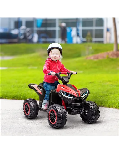 HOMCOM 12V Ride-On Quad Bike w/ Music, Horn, for Ages 3-5 Years - Red