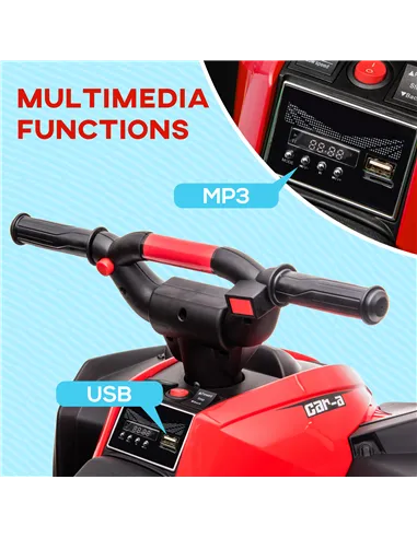 HOMCOM 12V Ride-On Quad Bike w/ Music, Horn, for Ages 3-5 Years - Red