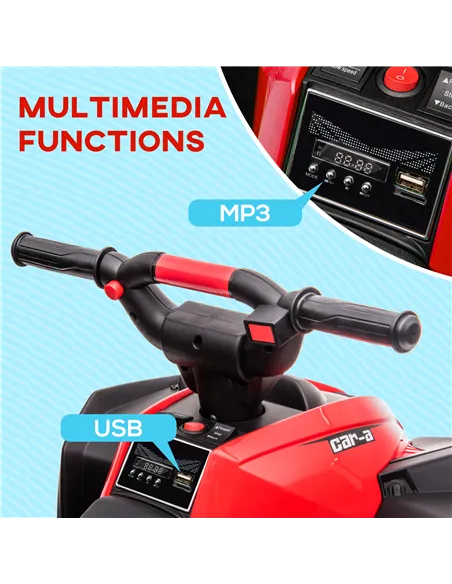 HOMCOM 12V Ride-On Quad Bike w/ Music, Horn, for Ages 3-5 Years - Red