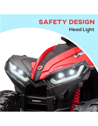 HOMCOM 12V Ride-On Quad Bike w/ Music, Horn, for Ages 3-5 Years - Red