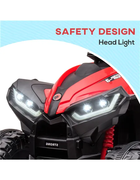 HOMCOM 12V Ride-On Quad Bike w/ Music, Horn, for Ages 3-5 Years - Red