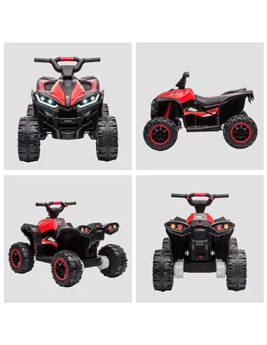 HOMCOM 12V Ride-On Quad Bike w/ Music, Horn, for Ages 3-5 Years - Red