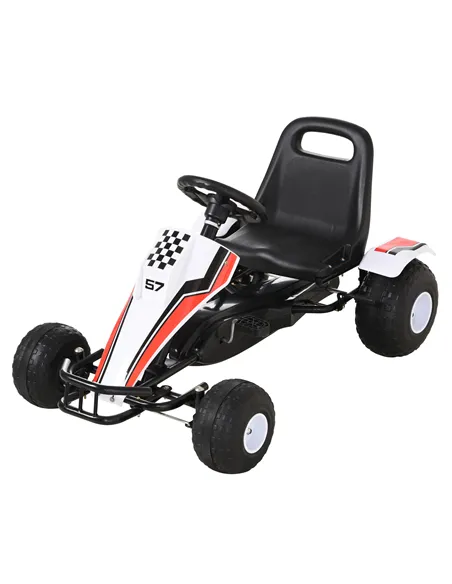 HOMCOM Kids Children Pedal Go Kart Manual Ride On Car w/ Brake Gears Steering Wheel Adjustable Seat 4 Smooth Wheels Racing-Style