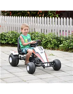 HOMCOM Kids Children Pedal Go Kart Manual Ride On Car w/ Brake Gears Steering Wheel Adjustable Seat 4 Smooth Wheels Racing-Style 2