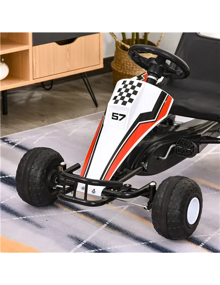 HOMCOM Kids Children Pedal Go Kart Manual Ride On Car w/ Brake Gears Steering Wheel Adjustable Seat 4 Smooth Wheels Racing-Style