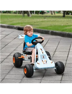 HOMCOM Kids Children Pedal Go Kart Manual Ride On Car w/ Brake Gears Steering Wheel Adjustable Seat Outdoor Fun Vehicle 97 x 66  2