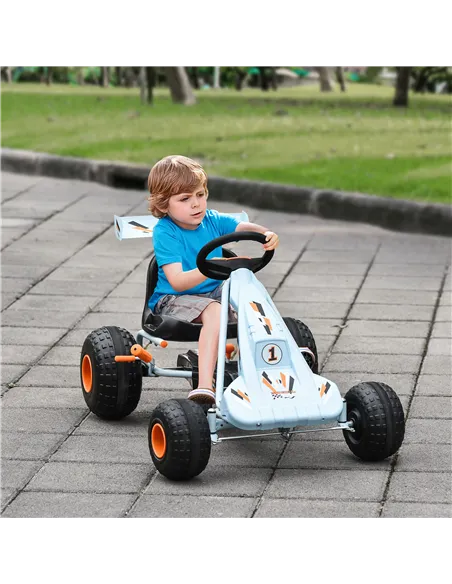 HOMCOM Kids Children Pedal Go Kart Manual Ride On Car w/ Brake Gears Steering Wheel Adjustable Seat Outdoor Fun Vehicle 97 x 66 
