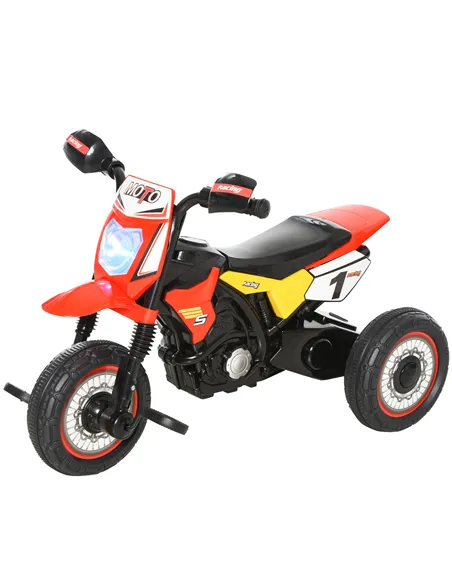 HOMCOM Toddler Pedal Motorcycle Kids Ride On Tricycle Early Learning w/ Music Lights Handlebar Stickers Exercise Boys Girls Gift
