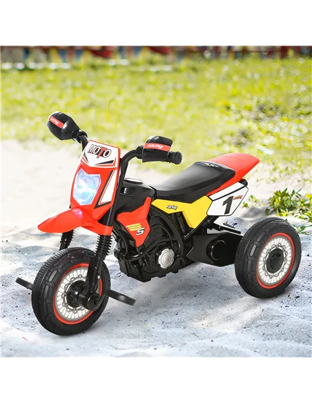HOMCOM Toddler Pedal Motorcycle Kids Ride On Tricycle Early Learning w/ Music Lights Handlebar Stickers Exercise Boys Girls Gift