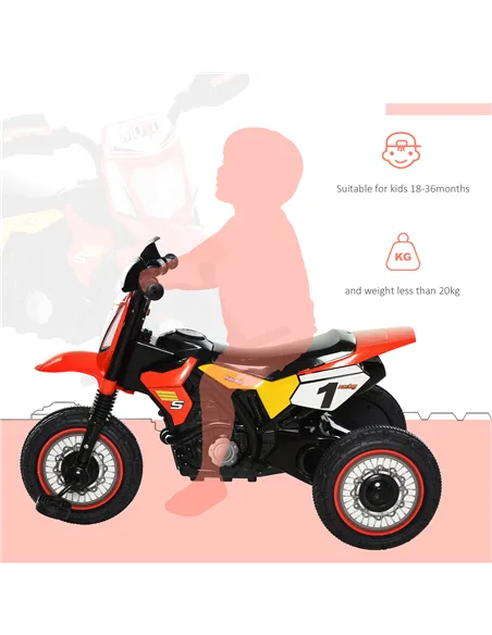 HOMCOM Toddler Pedal Motorcycle Kids Ride On Tricycle Early Learning w/ Music Lights Handlebar Stickers Exercise Boys Girls Gift