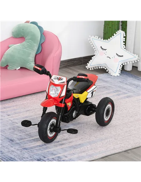 HOMCOM Toddler Pedal Motorcycle Kids Ride On Tricycle Early Learning w/ Music Lights Handlebar Stickers Exercise Boys Girls Gift
