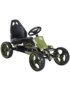 HOMCOM Kids Children Pedal Go Kart Ride On Racer Braking System Adjustable Seat Green