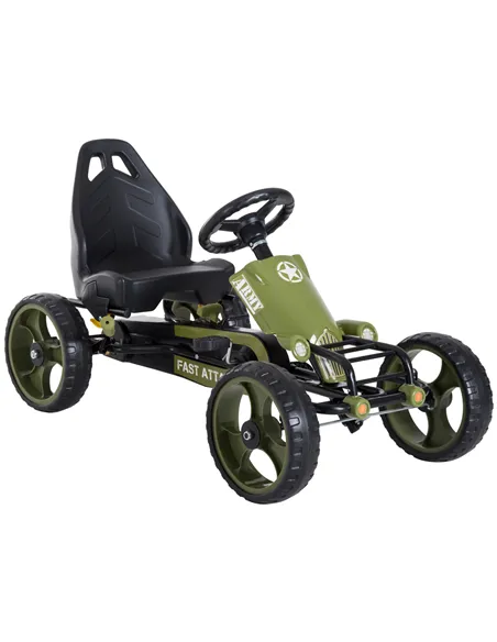 HOMCOM Kids Children Pedal Go Kart Ride On Racer Braking System Adjustable Seat Green